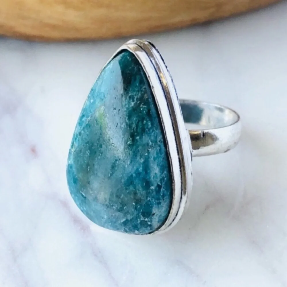 Apatite Silver Ring